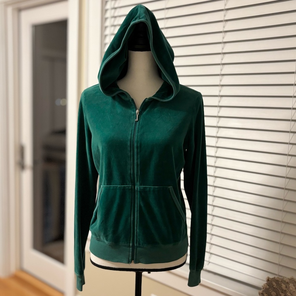 Y2K Juicy Couture Vintage Green Velour Full Zip Tracksuit Jacket 💚 American Made - Picture 8 of 16